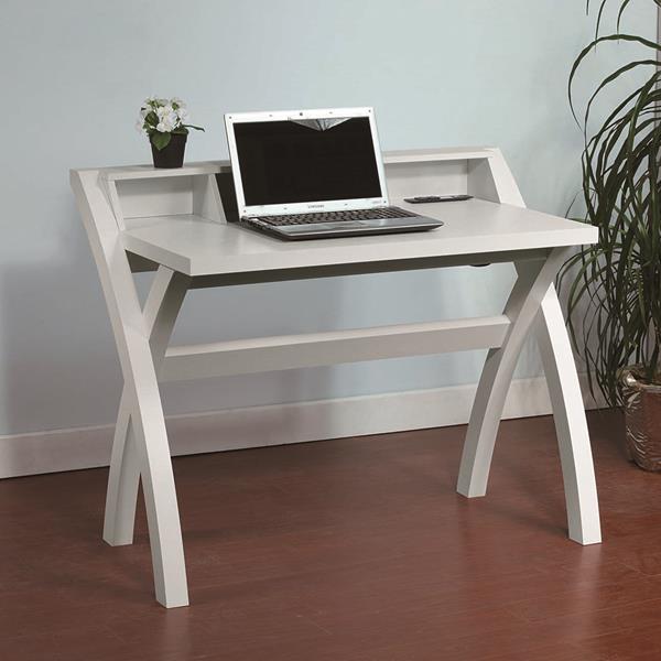 White Desk with Crosshatch Legs 