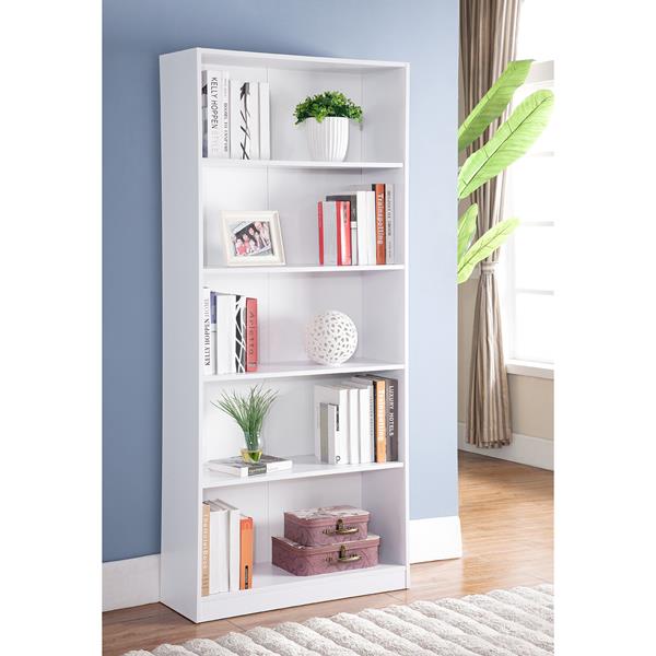 White Bookcase with Five Shelves 