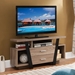 Dark Taupe and Black TV Stand with Two-Tier Shelving Unit - IDU1470