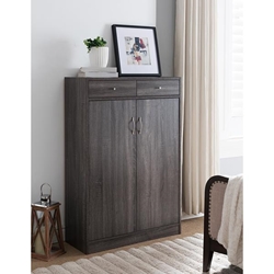 Distressed Grey Shoe and Storage Cabinet with Two Door Cabinet 