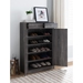 Distressed Grey Shoe and Storage Cabinet with Two Door Cabinet - IDU1513