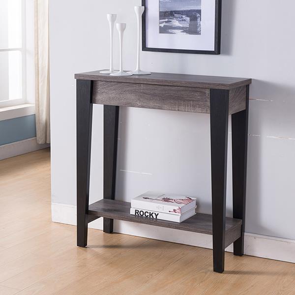 Distressed Grey and Black Console with Sole Bottom Storage Area 