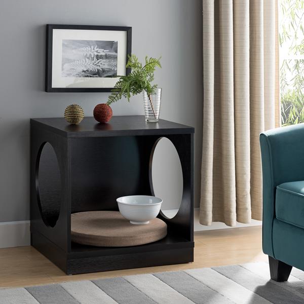Red Cocoa Pet End Table with Two Circle Side Openings 