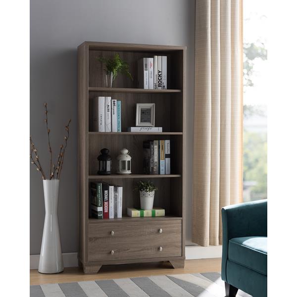 Dark Taupe Book Cabinet with Four Open Shelves 