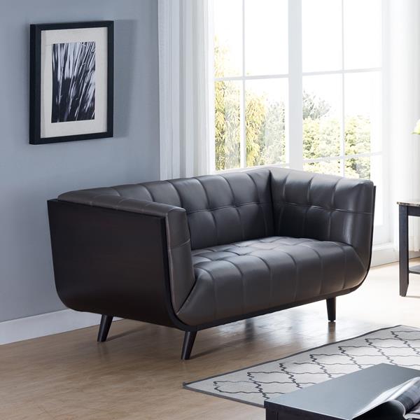 Gray Loveseat with Pocket Coil Cushions 