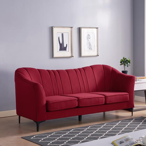 Red Sofa with Three Firm Seats 