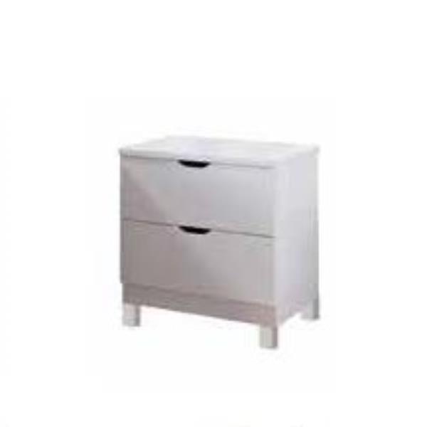 White Nightstand with Two Drawers 