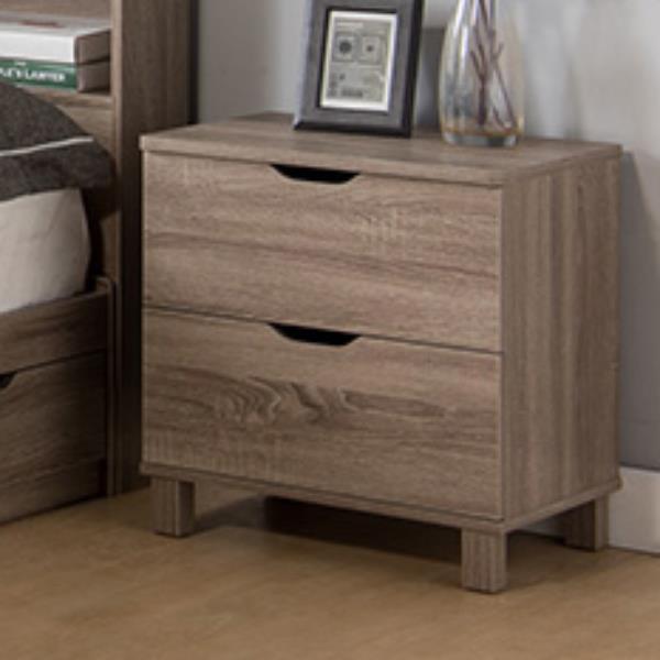 Dark Taupe Nightstand with Two Drawers 