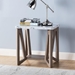 Faux White Marble and Dark Taupe End Table - IDU2121