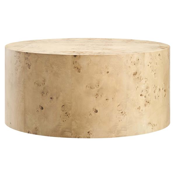 Cosmos 35" Round Burl Wood Coffee Table - Natural Burl 