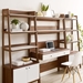 Bixby 3-Piece Wood Office Desk and Bookshelf with 2 Door Storage - Walnut White - MOD10009