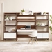 Bixby 3-Piece Wood Office Desk and Bookshelf with 2 Door Storage - Walnut White - MOD10009