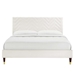 Leah Chevron Tufted Performance Velvet King Platform Bed - White - Style A - MOD10068