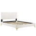 Leah Chevron Tufted Performance Velvet King Platform Bed - White - Style C - MOD10103