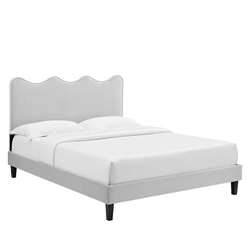Current Performance Velvet Twin Platform Bed - Light Gray - Style A 