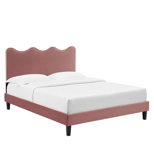 Current Performance Velvet Twin Platform Bed - Dusty Rose - Style A 