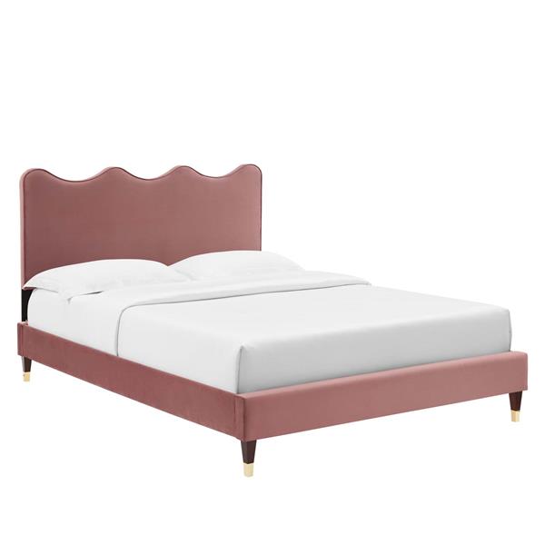Current Performance Velvet Twin Platform Bed - Dusty Rose - Style C 