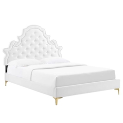 Gwyneth Tufted Performance Velvet Full Platform Bed - White - Style B 