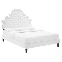 Gwyneth Tufted Performance Velvet Twin Platform Bed - White - Style A 