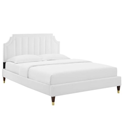 Sienna Performance Velvet King Platform Bed - White - Style A 