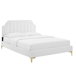 Sienna Performance Velvet King Platform Bed - White - Style C 