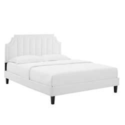 Sienna Performance Velvet Twin Platform Bed - White - Style A 