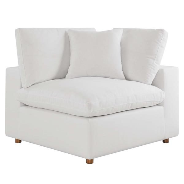 Commix Down Filled Overstuffed Corner Chair - Pure White 