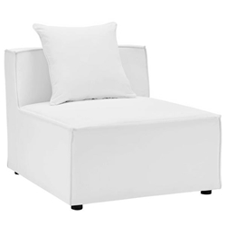 Saybrook Outdoor Patio Upholstered Sectional Sofa Armless Chair - White 