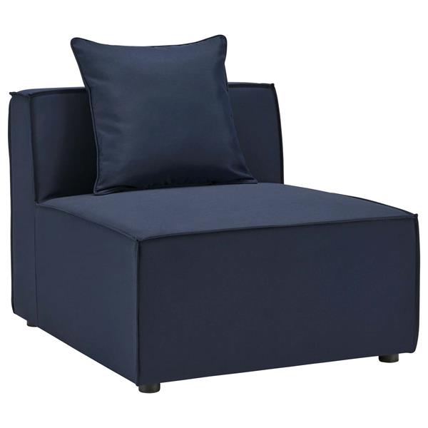 Saybrook Outdoor Patio Upholstered Sectional Sofa Armless Chair - Navy Blue 