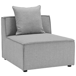 Saybrook Outdoor Patio Upholstered Sectional Sofa Armless Chair - Gray 
