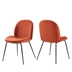 Scoop Black Powder Coated Steel Leg Performance Velvet Dining Chairs - Set of 2 - Orange
