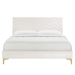 Leah Chevron Tufted Performance Velvet Full Platform Bed - White - Style C - MOD10321