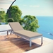 Shore Outdoor Patio Aluminum Chaise with Cushions - Silver Beige - MOD10388