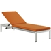 Shore Outdoor Patio Aluminum Chaise with Cushions - Silver Orange - MOD10391