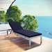 Shore Outdoor Patio Aluminum Chaise with Cushions - Silver Navy - MOD10392