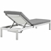Shore Outdoor Patio Aluminum Chaise with Cushions - Silver Gray - MOD10393