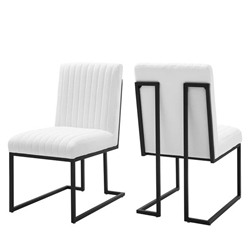 Indulge Channel Tufted Fabric Dining Chairs - Set of 2 - White 