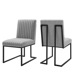 Indulge Channel Tufted Fabric Dining Chairs - Set of 2 - Light Gray 