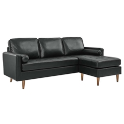 Valour 78" Leather Apartment Sectional Sofa - Black 