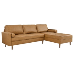 Valour 98" Leather Sectional Sofa - Tan 