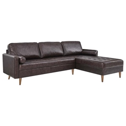 Valour 98" Leather Sectional Sofa - Brown 