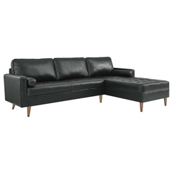 Valour 98" Leather Sectional Sofa - Black 