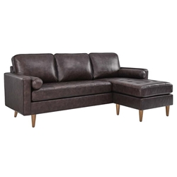 Valour 78" Leather Apartment Sectional Sofa - Brown 
