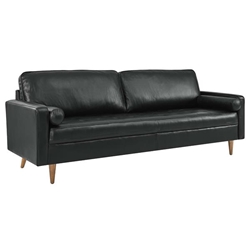 Valour 88" Leather Sofa - Black 
