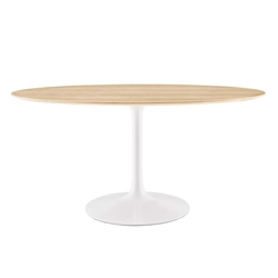 Lippa 60" Oval Natural Wood Grain Dining Table - White Natural 