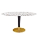 Zinque 60" Oval Terrazzo Dining Table - Gold White - MOD10449