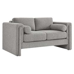 Visible Boucle Fabric Loveseat - Light Gray 