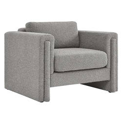 Visible Boucle Fabric Armchair - Light Gray 