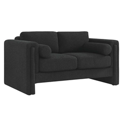 Visible Boucle Fabric Loveseat - Black 