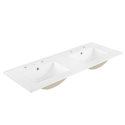 Cayman 48" Double Basin Bathroom Sink - White 